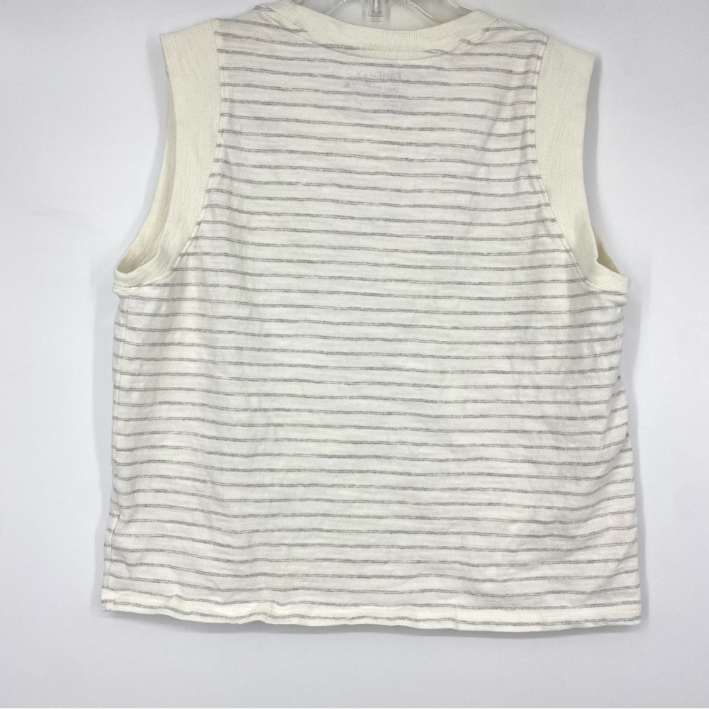 Faherty Sunwashed Slub Muscle Tank Top White Stripe Organic Cotton - Picture 2 of 8